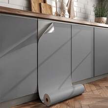 1 Roll Of Matte Dark Gray Contact Wallpaper, Removable, Quick Peeling And Pasting, Vinyl Material, Modern Cabinet Decoration, Bedside Table, Bookcase, Dining Table Home Decoration, Renovation And Color Change, Art Wall, Wall Decor, Room Decor, Bathroom Decor, Kitchen Decor, House Decor - Grey - View 9
