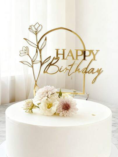 1 st/3 st/5 st tårtdekorationer, födelsedagstårtdekor, dessertbordsdekor, moderna tårtdekorationer med blommig text, tårtdekorationer för födelsedagsfest, tårtpinnar, baktillbehör, bakdekor, tårttillbehör, köksnödvändigheter, högtidsgåvor