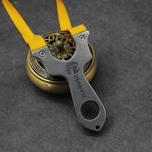 1 Set Outdoor Hunting Straight Stainless Steel Slingshot Kit, Includes 2 Custom Rubber Bands + 3 Splatter Target Papers, Outdoor Shooting Practice And Competition Slingshot Equipment