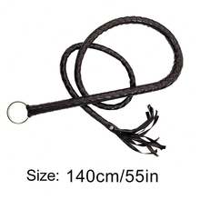 1pc Handmade Faux Leather Black Whip, Bullwhip, Equestrian Performance Whip, Stage Performance Horse Racing Costume Accessory