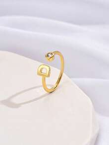 1枚复古怀旧时尚26字母可调节戒指，适合作为情侣聚会/旅行礼物 - SJZ-085-金色 - 查看 27