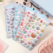 Dreamy Cartoon Candy, Rabbit, Planet, And Ocean 3D Relief Bubble Stickers, Water Panda Cartoon Animals, Cute Notebook Decoration Stickers, Phone Stickers, Also Suitable For Rewarding