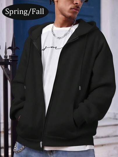 معطف كاجوال مبطن للرجال مع جيوب وسحاب، بلوفر خفيف للربيع والخريف، مناسب لطقس بداية الخريف البارد، كاجوال، رياضي، جري، لياقة بدنية، أنشطة خارجية