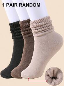 3/6/9 双装女士秋冬保暖袜，透气吸汗加厚柔软中筒袜，黑色、卡其色、咖啡色可选，是远足、返校、万圣节和圣诞节的完美礼物。