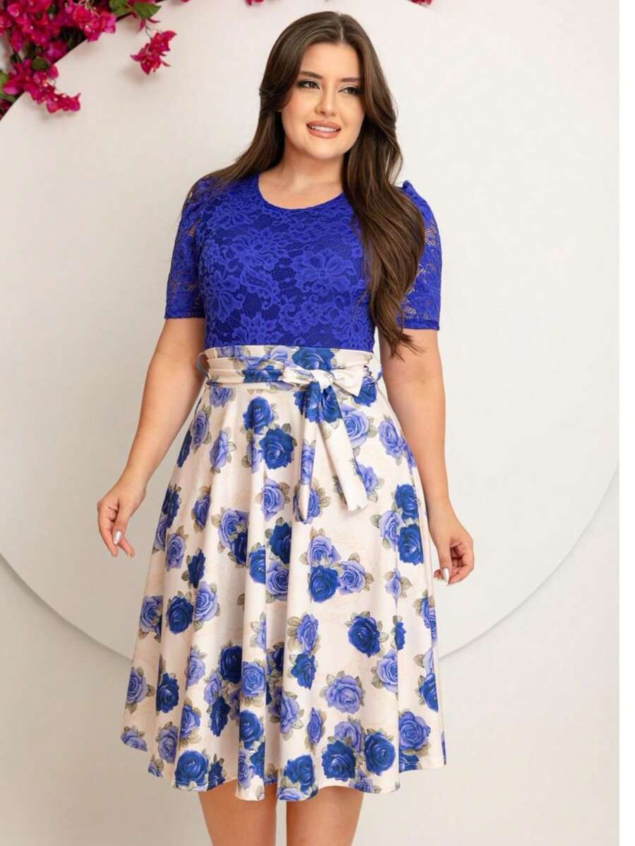 Full-Skirted Dresses, Christian Fashion, Party, Graduation, Lace Fabric, Unique Colors, Flared Skirt. - Xanh đậm - Xem 1