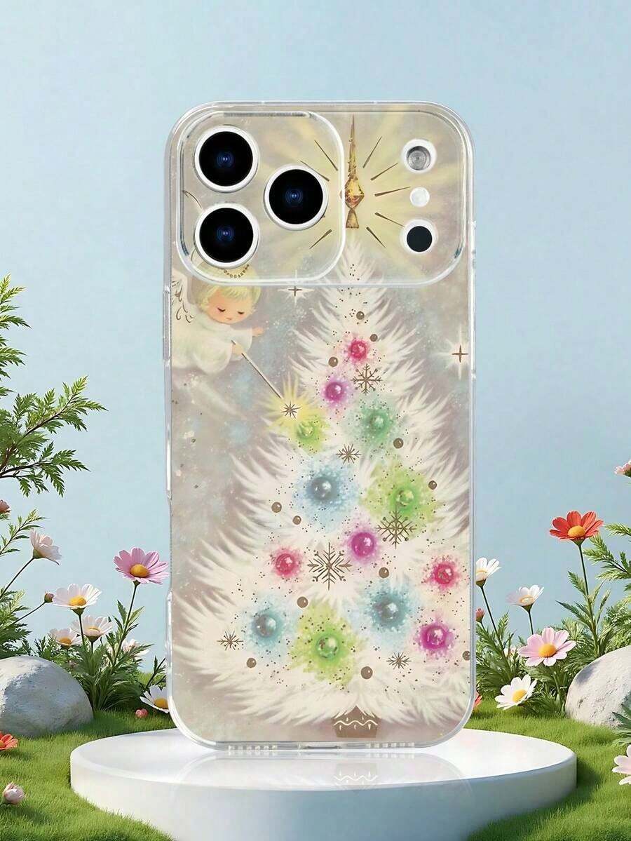 Funda para teléfono navideño Funda para teléfono 17 Pro Max Angel Lighting Tree Dreamy Festival Style Phone Transparente, Compatible con 17/16/15/14/13/12/11/XS, Compatible con A16/A25/A35/A54/A73, Compatible con S24/S23Plus/S22Ultra, Impermeable, Resistente a los Golpes y a los arañazos - transparente - Ver 1