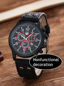 LIANDU LIANDU Đồng hồ nam, 1 bộ, chức năng lịch, kiểu dáng thể thao, thường ngày, mặt tròn với chữ số Ả Rập, dây đeo PU, dây đeo PU dệt kiểu quấn quanh, thích hợp để đeo hàng ngày, làm quà tặng sinh nhật, dự tiệc và các dịp lễ; cũng là món quà lý tưởng cho bản thân hoặc bạn bè. Không bao gồm hộp quà. - màu đen - Xem 5