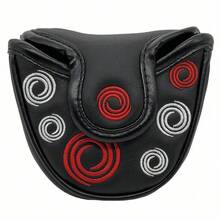 1pc Durable PU Leather Super Soft Embroidered Golf Club Head Cover With Magnetic Buckle, Putter Cover Suitable For Outdoor Enthusiasts Of Both Genders