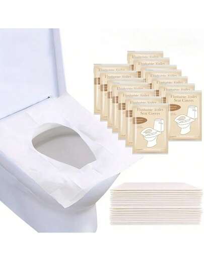 10 st/50 st/100 st engångs toalettskydd, individuellt förpackade bärbara bindor, toalettinlägg, lämpliga för resor, hotell, affärsresor och camping | Hygieniska engångsartiklar för badrum | Lättanvänd förpackning, bärbara toalettskydd för reseväska