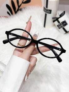 1 副女士设计师款 2025 椭圆形透明镜片时尚眼镜，适合阅读、办公、约会、派对 - 豹紋 - 查看 5
