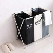 ANNA TOSANI Cesta para Ropa Plegable con 3 Compartimentos, 120L Multifunción Cestos para Lavandería Organizadores de Ropa Sucia Clasificador de Cestas 68x38x60cm para Lavar y Separar la Ropa - 1 - Ver 1