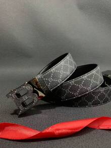 1 pieza Cinturón automático con hebilla con letra para hombres, cinturón de negocios y juvenil adecuado para regalo, regalo de cumpleaños, atuendo clásico de otoño/invierno, moda diaria, regalo para novio