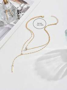 1件小众奢华水滴吊坠项链，Y形流苏水钻多层颈链，适合派对、送礼、日常佩戴 - 金黃色 - 查看 4