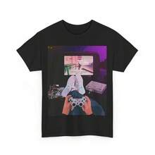 NOSTALGIA PLAYER CONTROLLER ART T-SHIRT GIFT FOR MEN AND WOMEN PLAYSTATION Y2K CONSOLE - 黑色 - 查看 12