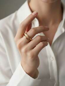 1pc Minimalist Modern Style Copper Spiral Gold Color Ring For Women - Spiral Ring - View 7