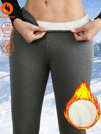 Damleggings med termofoder, tjocka gråa blommönster, lämpliga för daglig träning, löpning, gymkläder på vintern, fleece