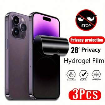 3Pcs Privacy Hydrogel Film Compatible With Iphone 16/15/14/13/12/11/Plus/Pro/Pro Max/XS/XS Max/X/XR Screen Protectors Protective Film Not Glass Screen Protection Essentials, Applicable To Daily Shield, Office, Home Daily Shield Office Home Phone Screen Protector Phone Accessories Privacy Screen Protector Anti-Spy Waterproof Shockproof Anti-Fall Scratch Resistant