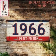 2D Flat, 1pc Vintage "1966" Metal Aluminum Sign - 11. 8"X5. 9" Rustic Wall Decor For Bars, Garages, For Man Caves, Cafes, Living Rooms & Gardens - Durable, No Electricity Needed, Perfect Birthday Or Holiday Gift, Metal Wall Art Decor, Bar Decoration, Distressed Finish, 2D Flat - A - View 9