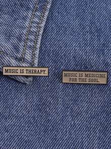 2pcs MUSIC IS THERAPY Enamel Needle Creative Quotes Brooch Jewelry Collar Badge Jewelry Gift For Friends - Multicolor - View 10