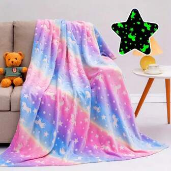 Unicorn Glow Blanket, Cute Luminous Unicorn Blanket Suitable For Children, Interesting Children's Blanket, Suitable As Birthday Gift And Christmas Bedroom Decor For Infants And Teenagers
