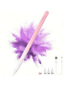 2-In-1 Stylus Smart Pencil, Used For Drawing And Writing, Compatible With Capacitive Touch Screens, USB Charging With Metal Tube, Optional White, Black, Pink, Gradient Colors - Perfect For Android Devices And IPad Air, Tablet Pens, Smartphones - 漸變紫 - 查看 2