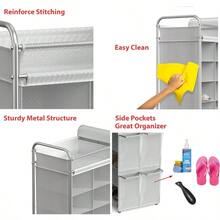 Simple Houseware 8 Tier Shoe Rack 16 Cube With Top Shelf And Side Hanging Bag Grey - Grey - View 4