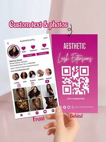 Customized Personalized Hair, Eyelash, Beauty Business Cards, 200/500/1000pcs, Double-Sided QR Code Social Media Contact Cards, Customized Photo & Text Business Card Template Design