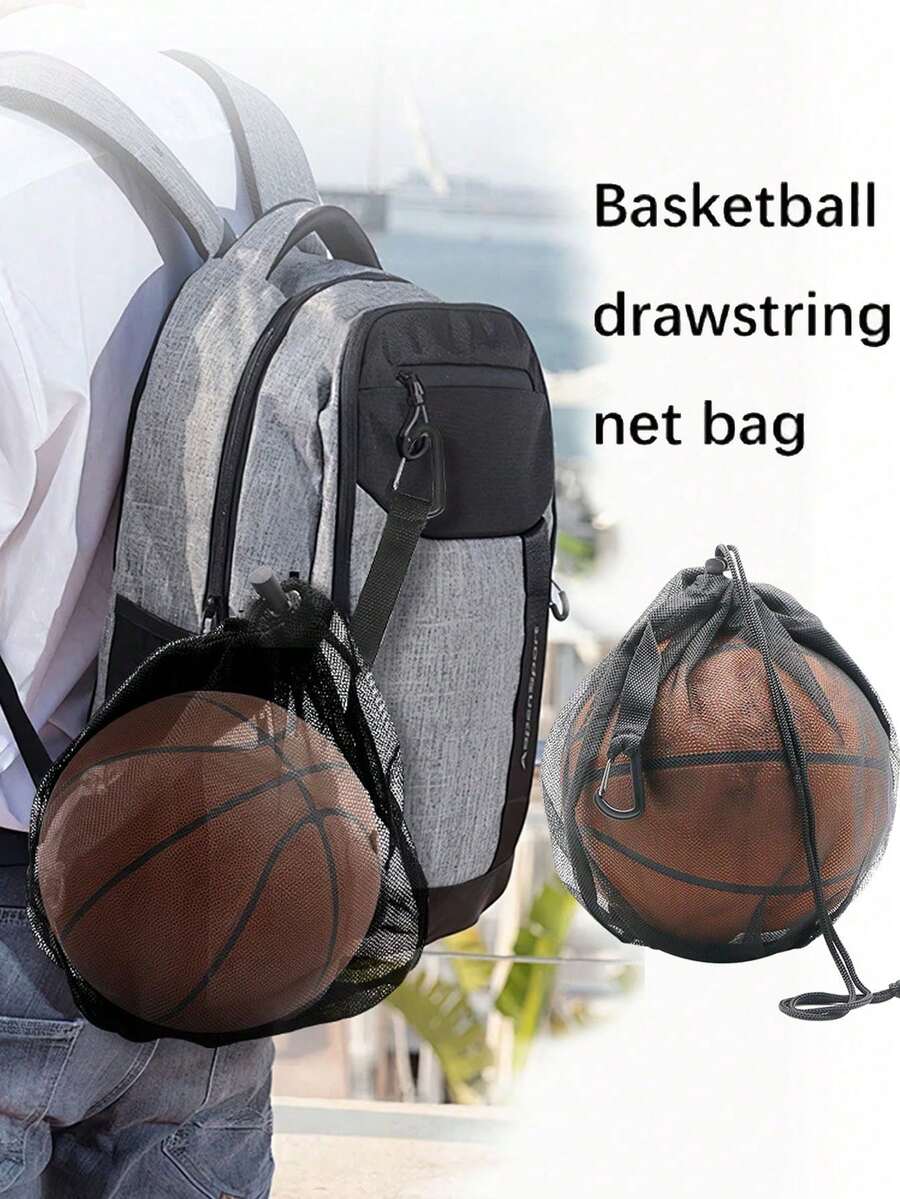 Portable Basketball Mesh Bag, Multi-Purpose Drawstring Mesh Bag For Sports, Foldable Basketball Net Bag, High Quality Drawstring Mesh Suitable For Use With A Backpack, Sports Ball Bag For Basketball, Water Ball, Soccer, Volleyball.(Bag Only), Ideal Gift, Essential Sports Bag For Outdoor Sports, Holiday Trips, And Training