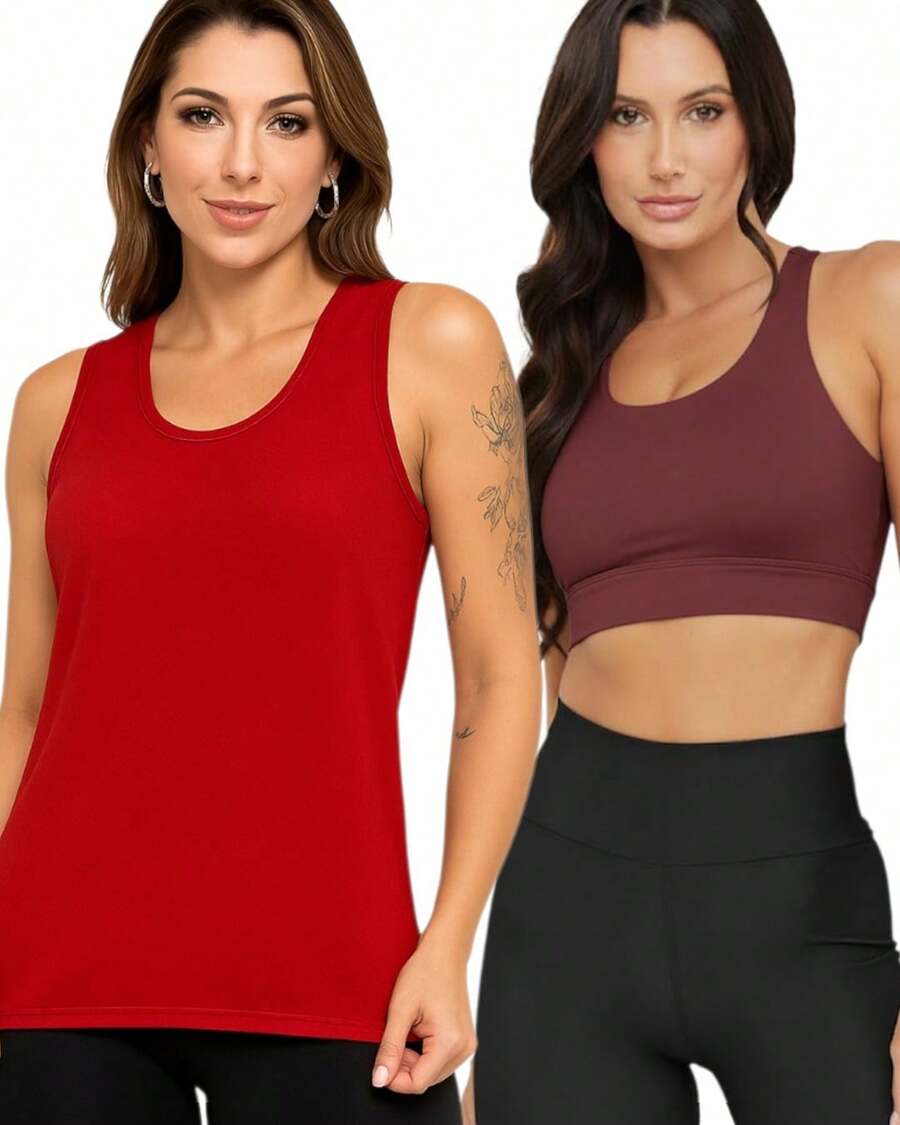 TOP + REGATA - RN VERMELHA E TP BORDO - Visão 1