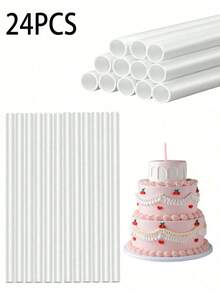 24 White Plastic Support Rods For Constructing And Stacking Tiered Cakes, 11.8 Inches Long, 0.47 Inches In Diameter; Silicone Molds - Multicolor - View 13