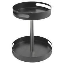 SHIOUCY 360° Gewürzregal, Drehbares Küchenregal, 2-stufiger Küchenorganiser, Verstellbarer Höhe, Für Küchen, Bädern, Büros - Schwarz - Übersicht 6