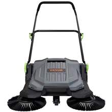 Walk-Behind Hand Push Floor Sweeper, 25.6' Sweeping Width Floor Sweeper Manual Non-Electric, 5-Gallon Waste Container, Angle &Am - 預設 - 查看 1