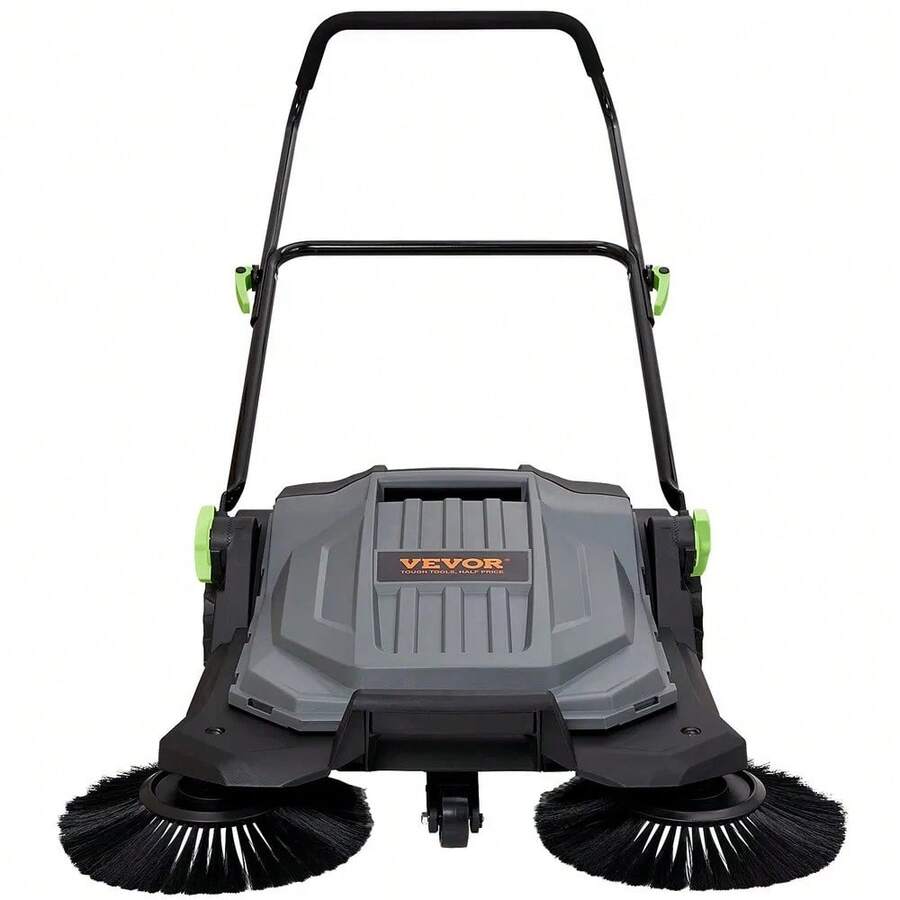 Walk-Behind Hand Push Floor Sweeper, 25.6' Sweeping Width Floor Sweeper Manual Non-Electric, 5-Gallon Waste Container, Angle &Am - 預設 - 查看 1