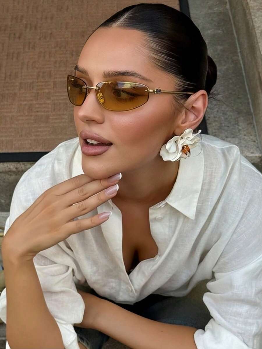 1 Peça Óculos de Moda Estilosos em Moldura Oval Vintage para Mulheres, Elegante e Adequado para Uso Diário, Acessórios de Praia para Mulheres, Óculos Escuros Básicos, Roupas Casuais de Outono e Inverno para Mulheres, Presentes Casuais de Negócios para Férias de Verão na Praia, Ao Ar Livre, Viagem