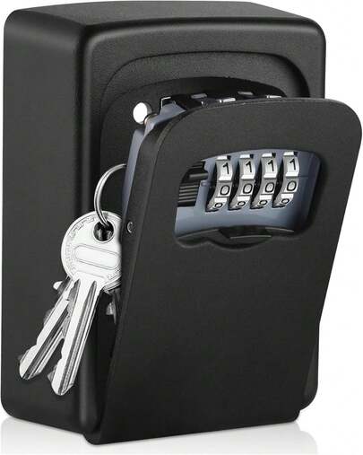 Outdoor Flip Key Lock Box, Waterproof Wall Mounted Metal And Plastic Key Storage With 4-Digit Resettable Combination Access, Ultra-Secure Key Hider With Protective Cover, Upgraded Large Capacity Password Box For House/Car Keys, ID Cards, Perfect For Home, Outside, Garage, Office, Hotel, Emergency, Travel, And Renovation Security, No Power Needed