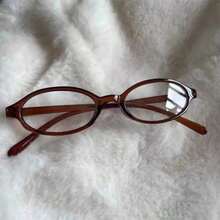 Fashion Oval Frame Transparent Lens Women's Glasses, Transparent Design, Party Accessories,  Computer Goggles, Casual Dress Decoration - Small Size - 棕色 - 查看 2