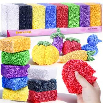 8色便便造型橡皮泥泡沫玩具套装，神奇橡皮泥DIY艺术工艺品，永不干涸，培养精细动作技能