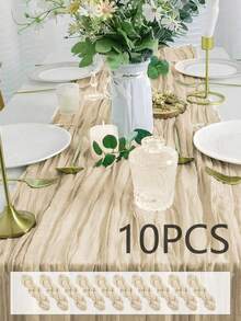 10条鼠尾草绿纱布桌旗，适合森林主题婴儿派对、新娘婚礼装饰、乡村风纱布桌旗，可用作派对、初领圣体、订婚和其他场合的中心装饰。 - 彩色 - 查看 41