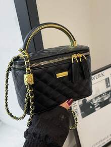 New Minimalist Handheld Box Bag, Shoulder & Crossbody Bag - Black - View 4