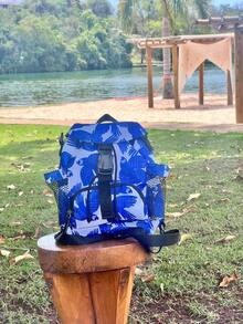 Popcorn Backpack With Adjustable And Removable Strap - Summer Print - New Release - Blue - View 2