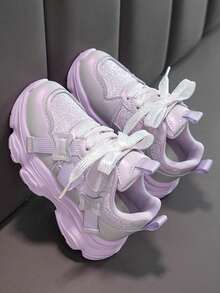 Kids' Sparkly Princess Style Breathable Non-Slip Durable Design Versatile Chunky Sneakers, Suitable For All Seasons - Purple - View 3