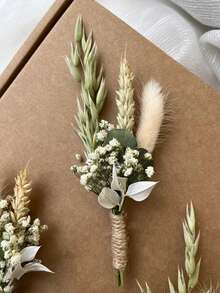1/2/6/12pcs Boho Set Mini Dried Flower Bouquets | Small Bottle Arrangements | Table Decorations | Letter Box Gift - White-green 15 - View 2