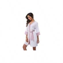 de bao suave tipo kimono para mujer, manga larga, ligera, con bolsillos - XL + P - blanco - Ver 3