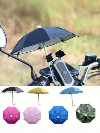 1 pieza Paraguas para teléfono de motocicleta, soporte para teléfono impermeable y paraguas de manillar mini a prueba de sol, paraguas portátil para teléfono, apto para uso en exteriores, varios colores.