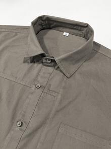 Camisa casual para hombre, unicolor, cómoda, multibolsillos, estilo retro, adecuada para uso diario, primavera/otoño - Camel - Ver 6