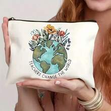 1 حقيبة تخزين بنمط قماش، حقيبة مستحضرات تجميل محمولة، حقيبة أدوات تجميل، حقيبة قرطاسية، بألوان محايدة، منظم سفر متعدد الوظائف، خفيفة الوزن وسهلة الحمل، مناسبة للتنقل والسفر، سعة كبيرة لتخزين مختلف العناصر الصغيرة