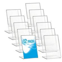 12pcs L-Shaped Acrylic Photo Frame Tilted Back Transparent Plastic Desktop Photo Frame, Clear Acrylic Stand For Desktop Display - Clear - View 1