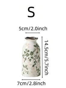 1件手工復古開片釉花卉花瓶，鄉村農舍風陶瓷裝飾，綠色花卉圖案，波希米亞居家裝飾，適用於客廳、臥室、桌面，可插鮮花/乾花，節日禮物 - 彩色 - 查看 14