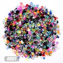 ICIQ 3000/2000/1200颗 3mm 4mm 5mm 多色非热熔树脂水钻，透明AB扁平塑料水晶，DIY闪亮配件，水钻水晶珠装饰石 - 彩色 - 查看 48