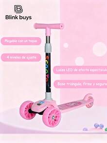Patín Del Diablo Con Luz En Las llantas, Scooter Plegable Para Niños Con 3 Ruedas, Con Luz y Freno Trasero, Patinete Plegable Para Niños, Patines Para Niñas y Niños, Juguetes Para Niños y Niñas, Juguetes Para Dia del Niño - Rosa - Ver 3